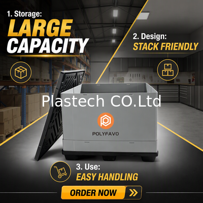 Automotive Parts Packaging PP Sleeve Pallet Box, Collapsible Pallet Box for Auto Parts, Pallet Container Custom Cutouts